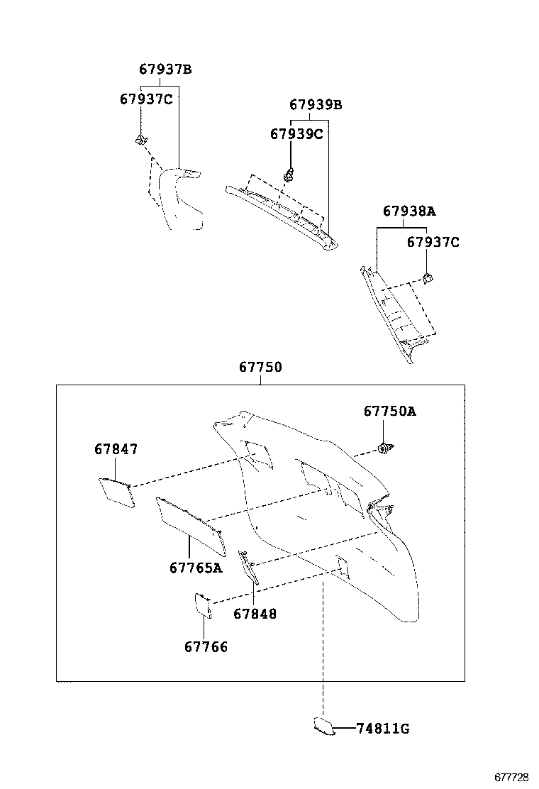 76828-42010 RETAINER, BACK DOOR GARNISH, NO.3 product image