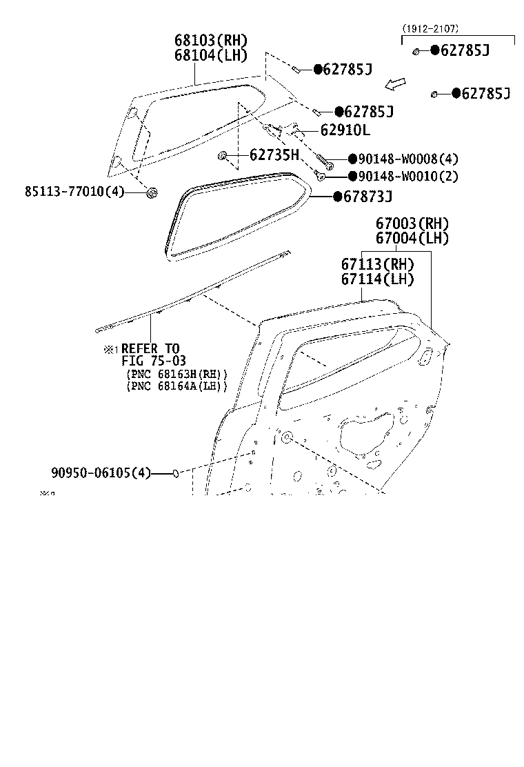 62735-YV010 RETAINER, QUARTER WINDOW HINGE product image