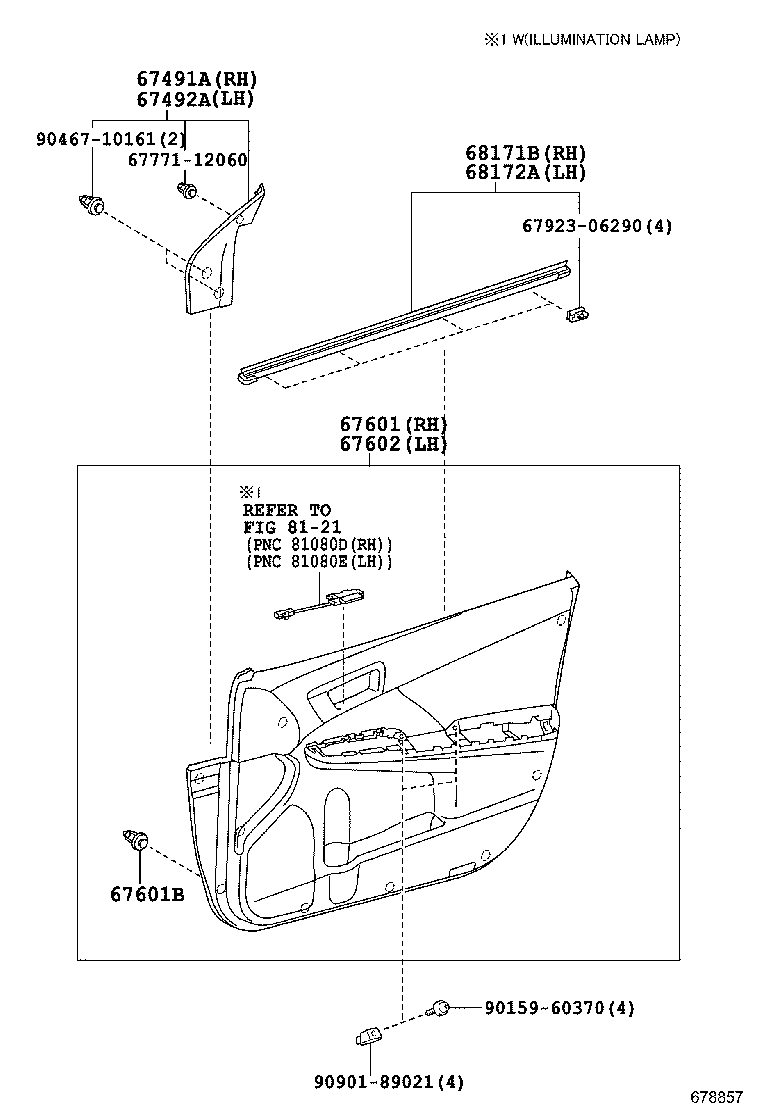 67001-06211 PANEL SUB-ASSY, FRONT DOOR, RH product image