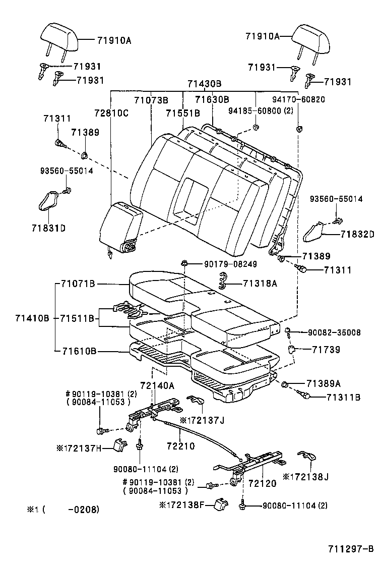 71017-0C010 FRAME SUB-ASSY, REAR SEAT BACK product image