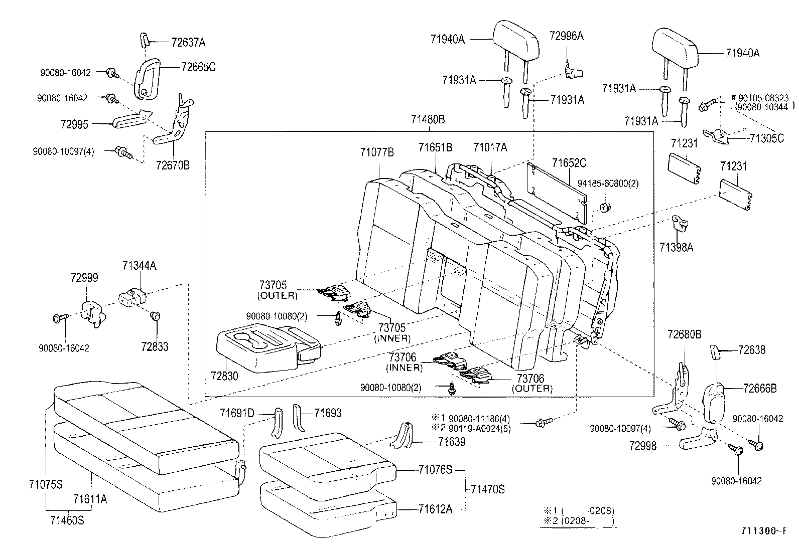 71017-0C010 FRAME SUB-ASSY, REAR SEAT BACK product image