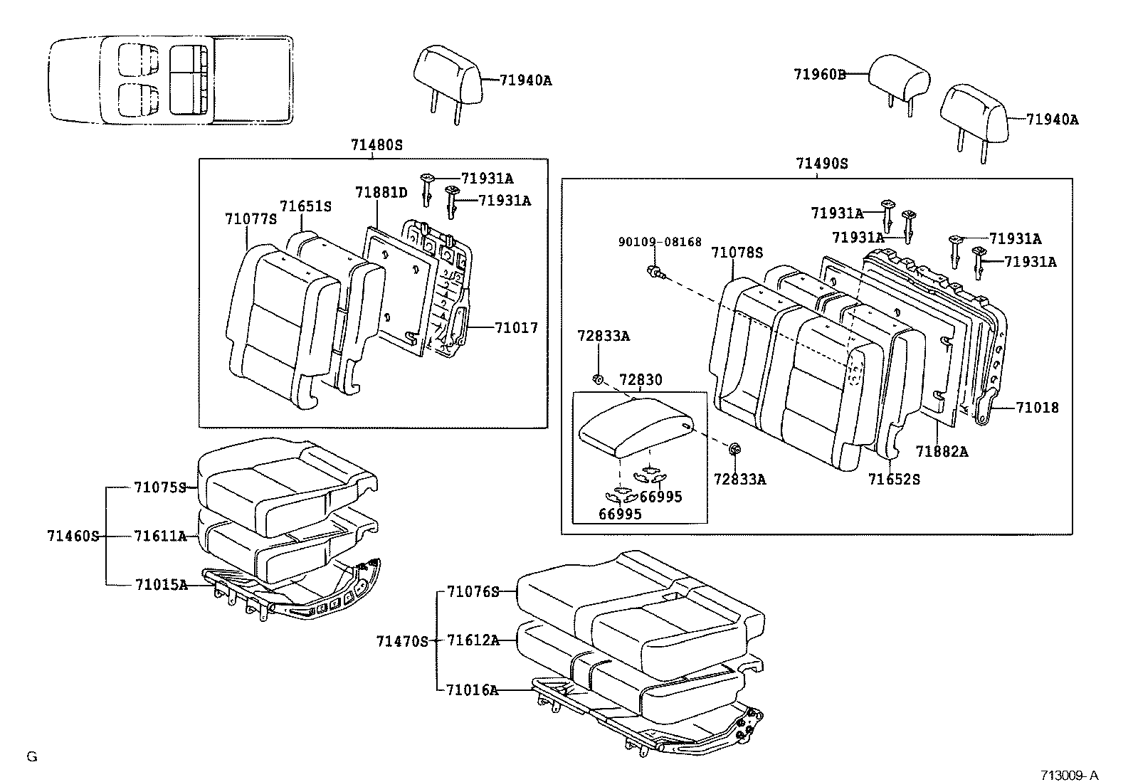 71017-0C010 FRAME SUB-ASSY, REAR SEAT BACK product image