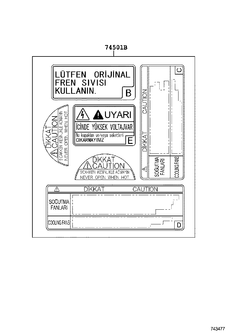 11293-36070 LABEL, ENGINE CAUTION product image