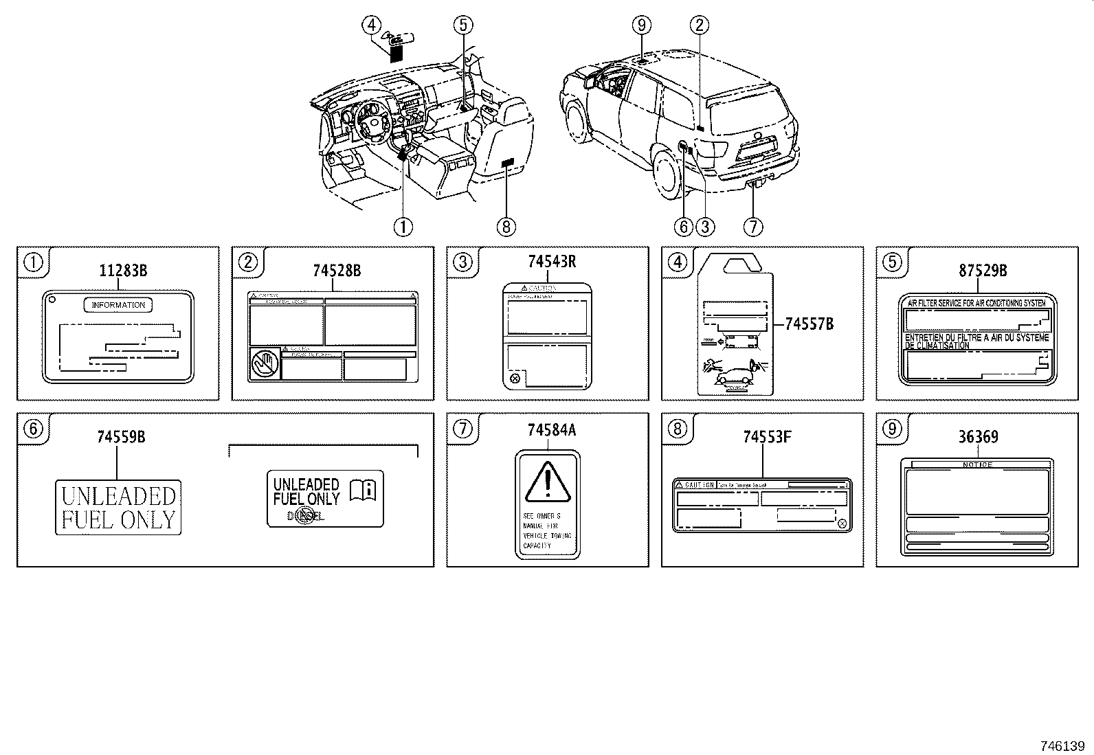 74543-0C030 LABEL, REAR SEAT CAUTION product image