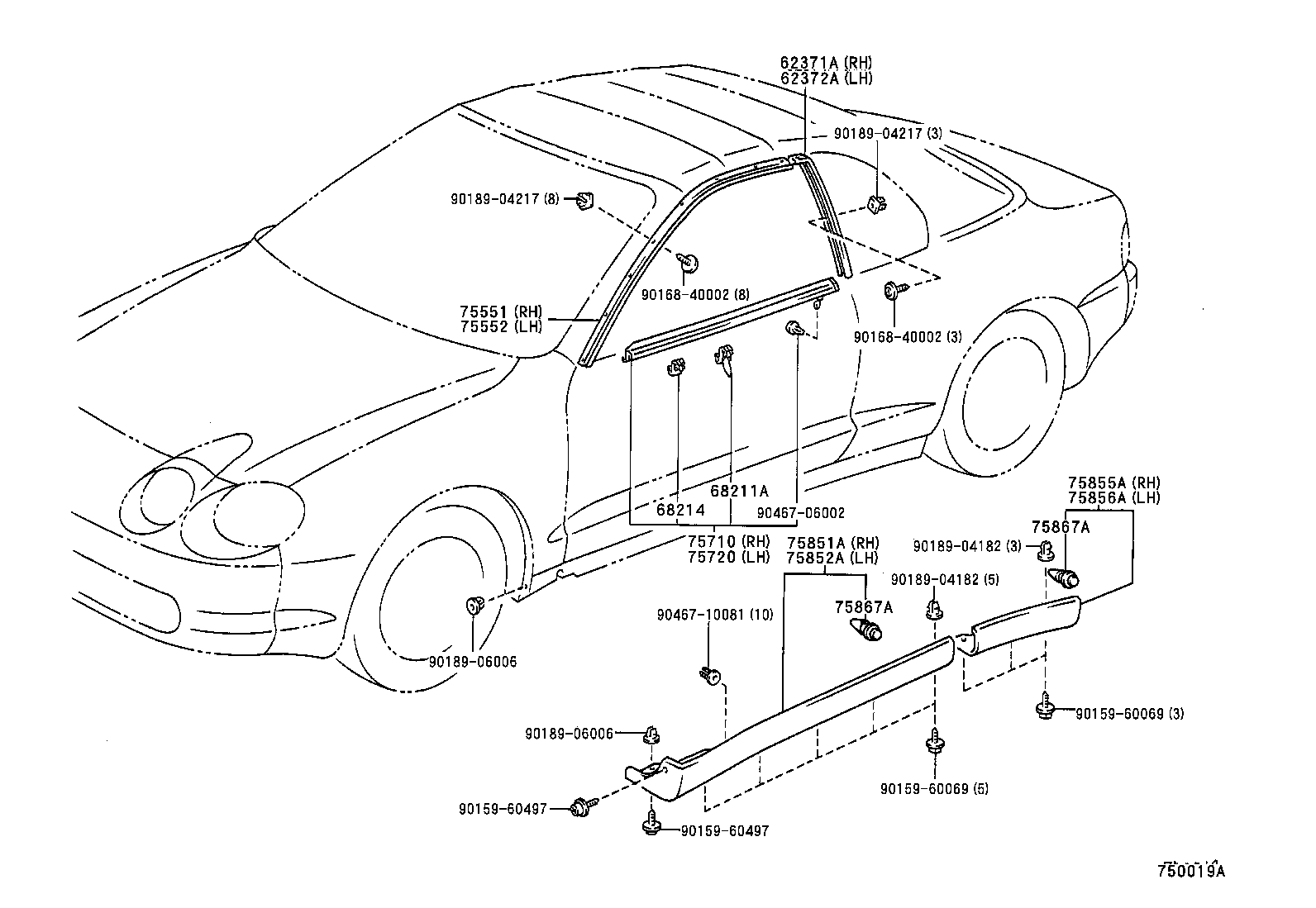 75867-20110 CLIP, ROCKER PANEL MOULDING product image