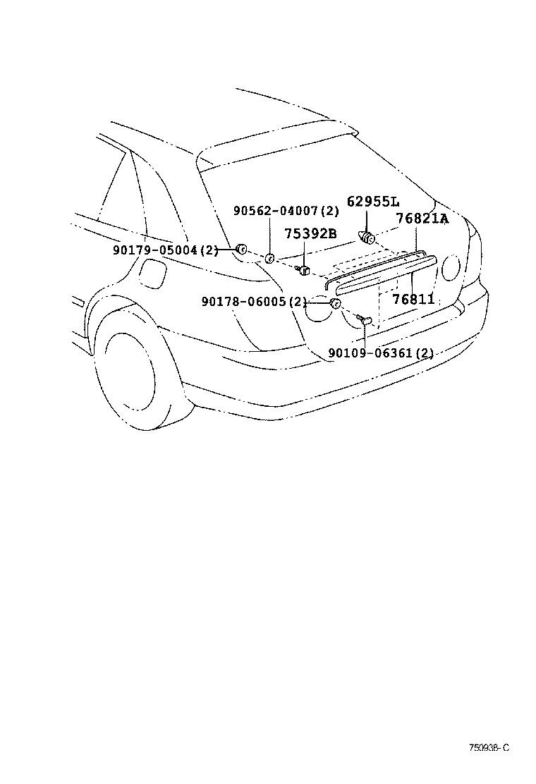 62955-20040 RETAINER, QUARTER VENT LOUVER product image