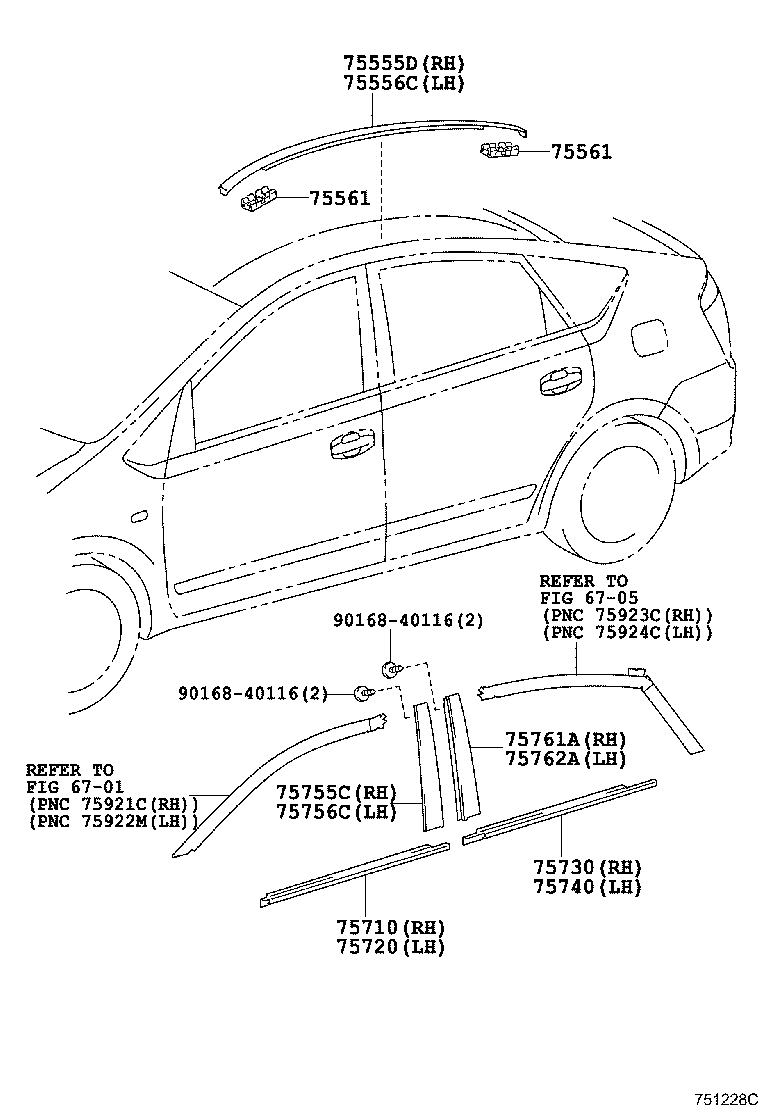 75710-47010 MOULDING ASSY, FRONT DOOR BELT, RH product image