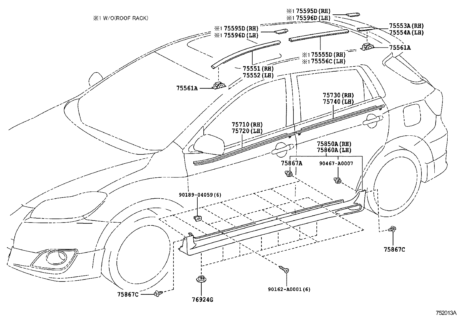 75867-02010 CLIP, ROCKER PANEL MOULDING product image
