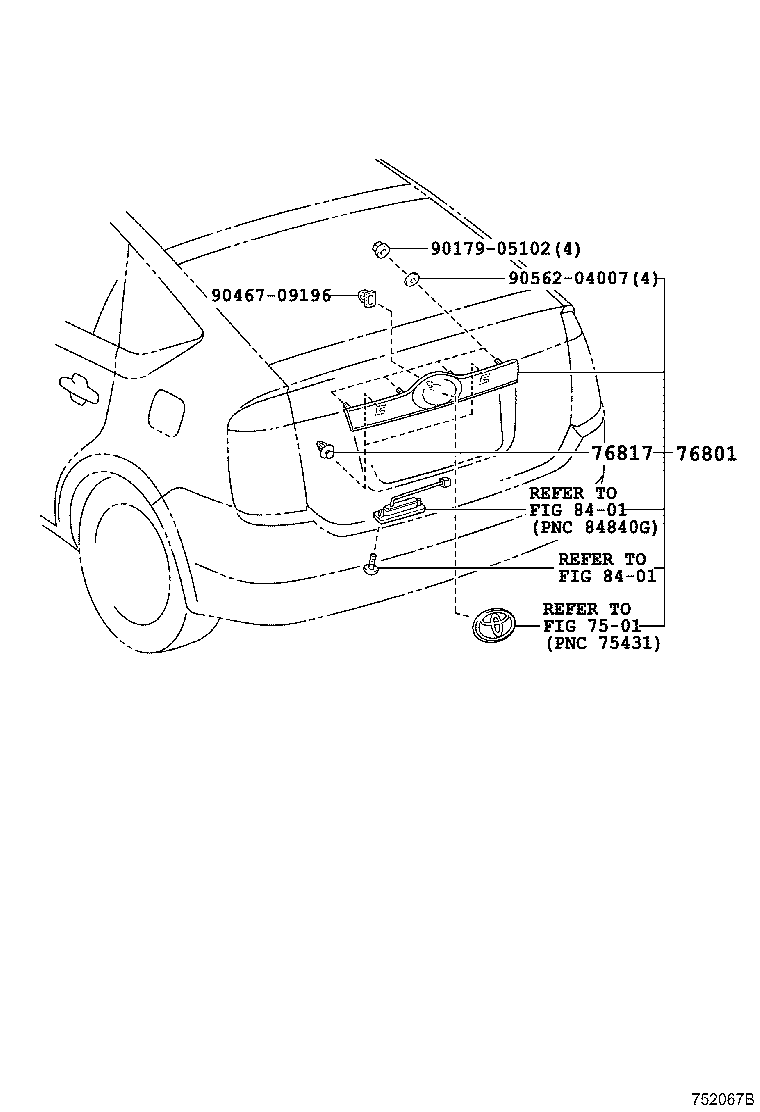 75819-53010 CLIP, BACK DOOR OUTSIDE GARNISH product image