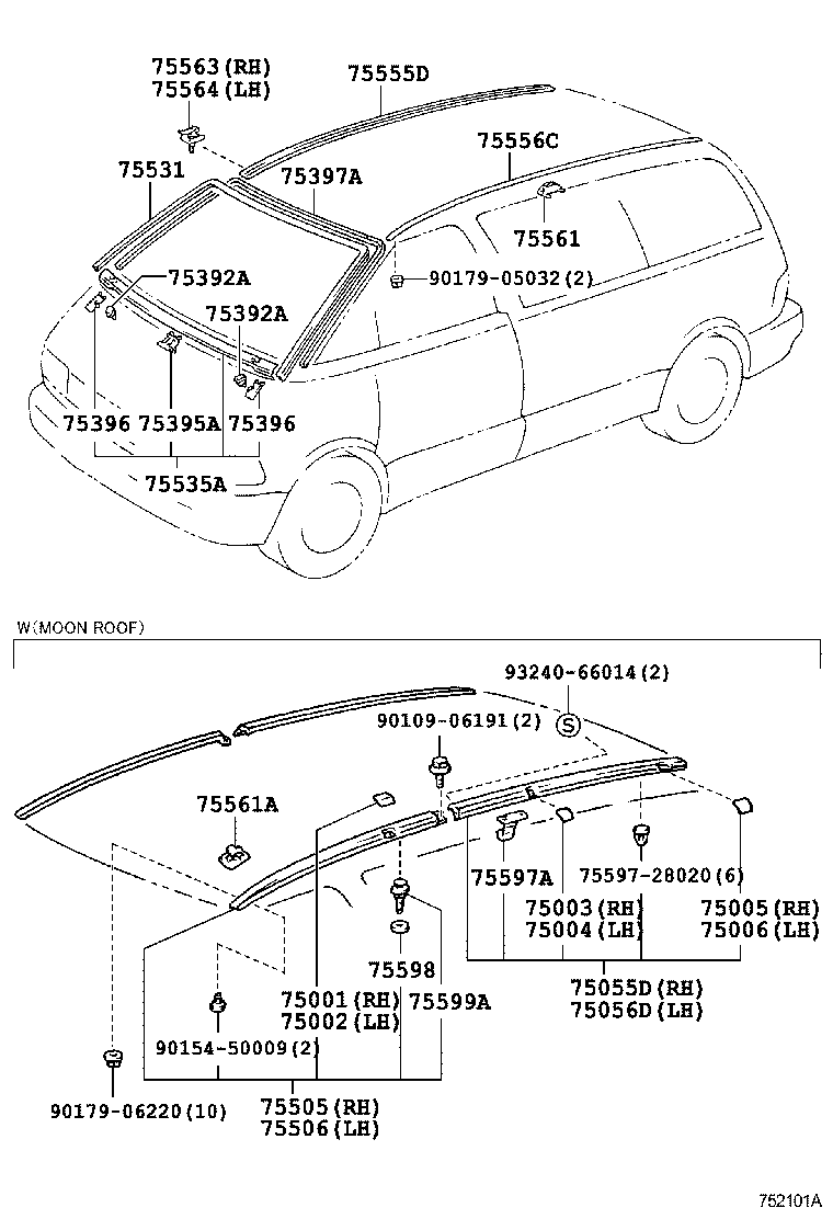 75561-28040 CLIP, ROOF DRIP SIDE FINISH MOULDING product image