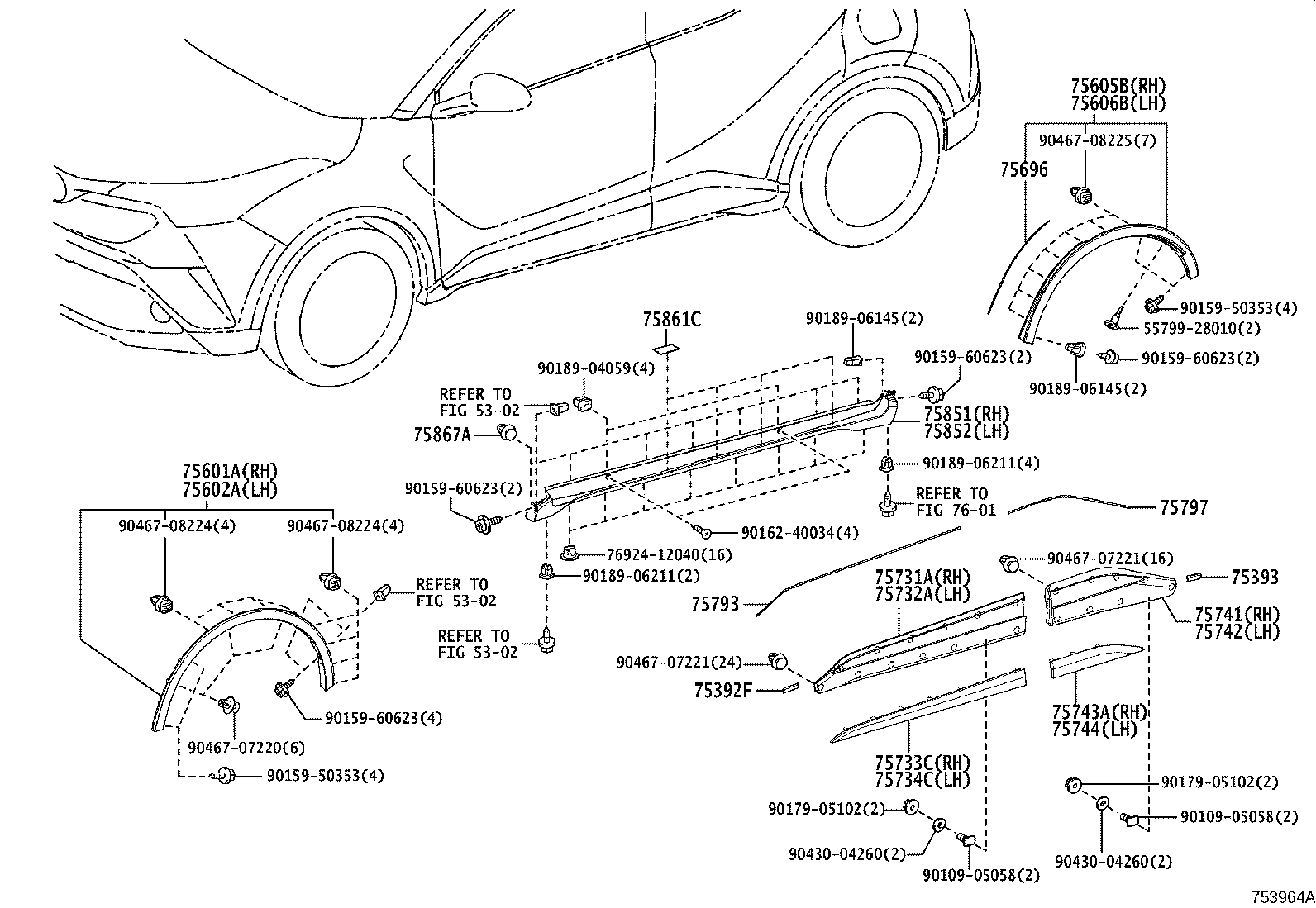 75554-F4010 MOULDING, QUARTER GARNISH, LH product image