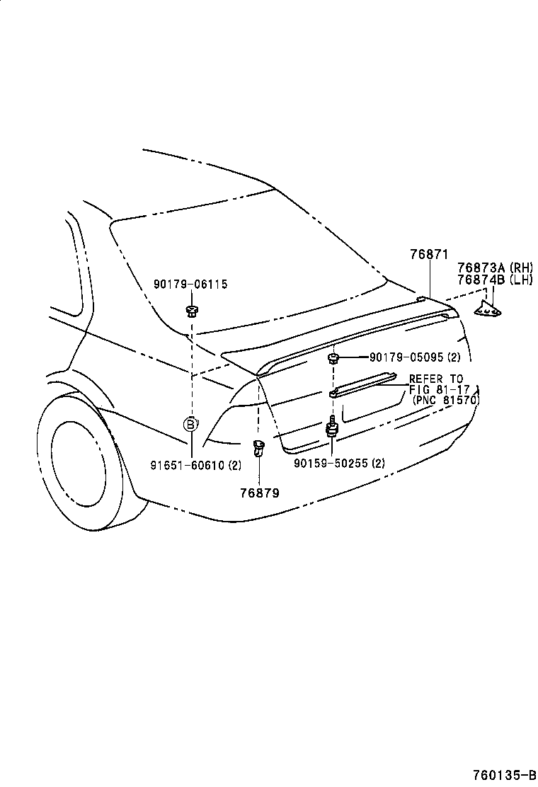 76782-32010 PROTECTOR, REAR SPOILER, LH product image