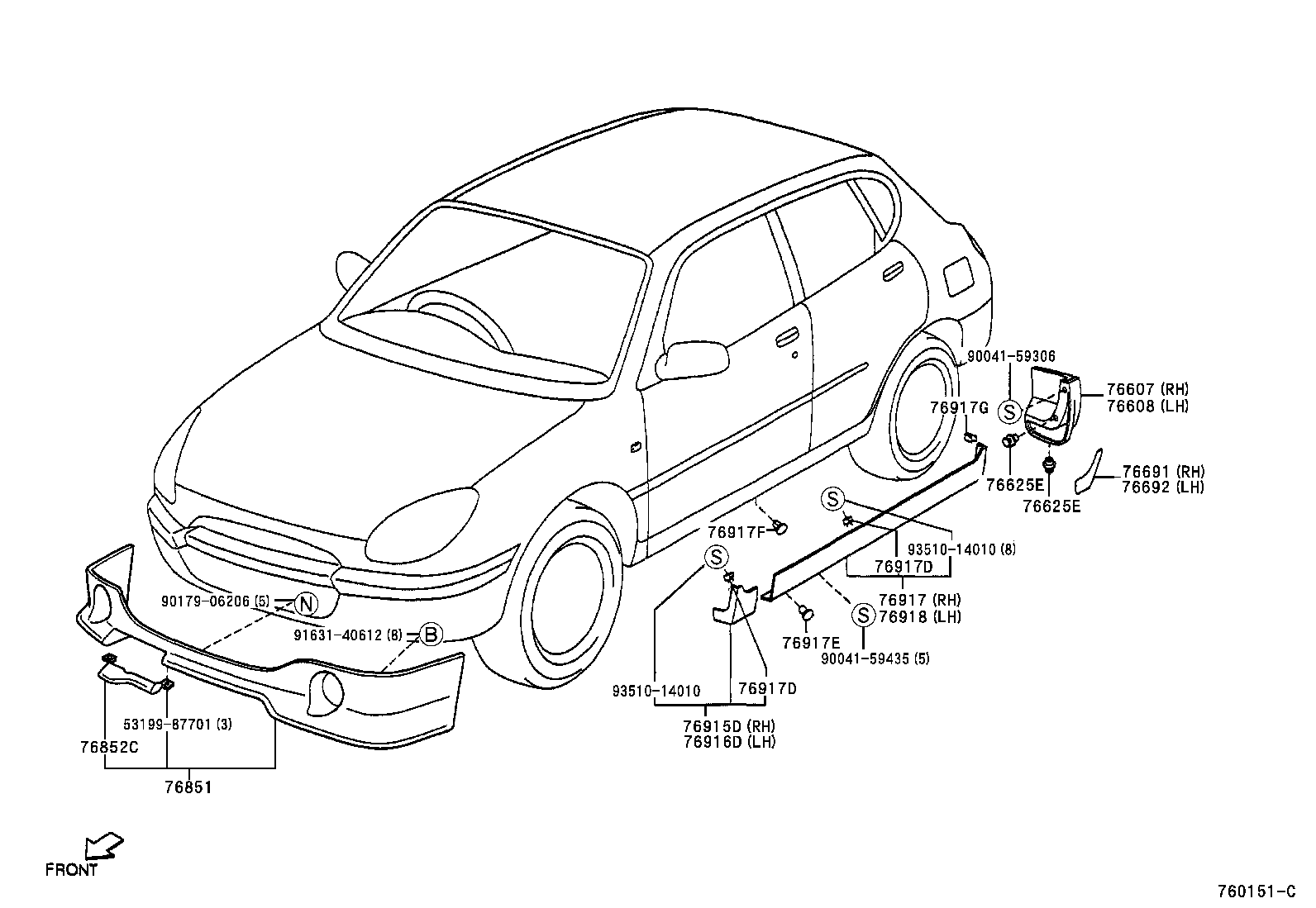 76091-97202-08 SPOILER SUB-ASSY, REAR product image