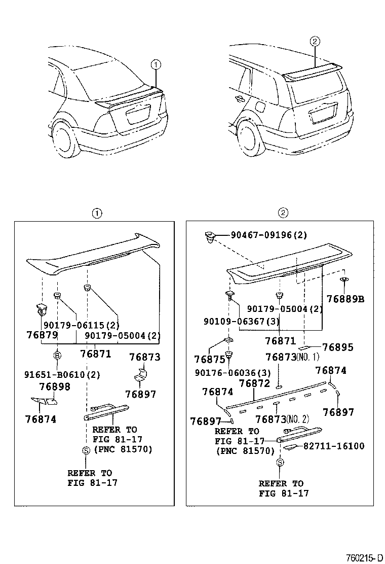 76874-13040 PROTECTOR, REAR SPOILER, NO.3 product image