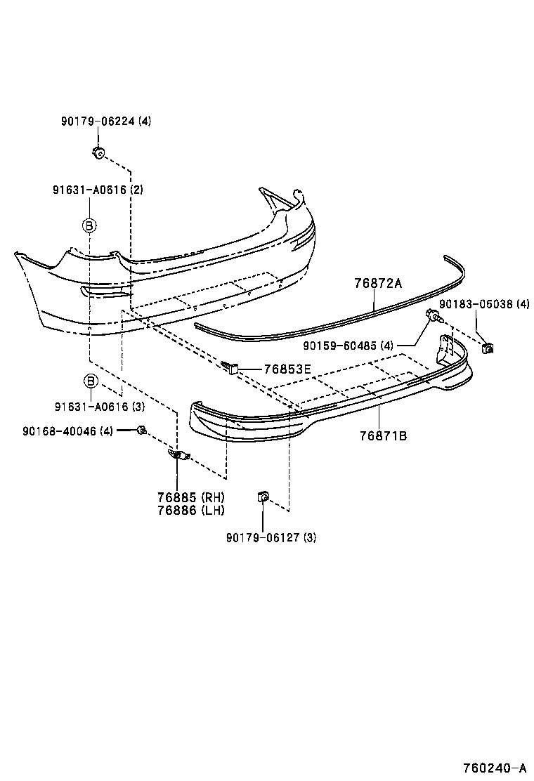 76874-44020 PROTECTOR, REAR SPOILER, RH product image