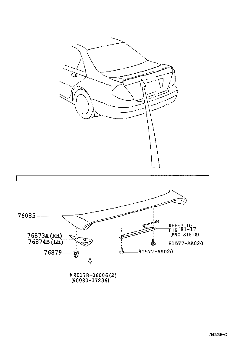 76871-AA900 SPOILER SUB-ASSY, REAR product image
