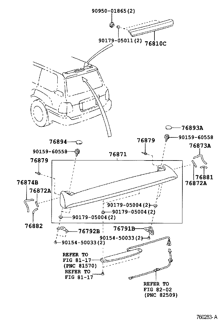 76791-60010 BRACKET, REAR SPOILER product image