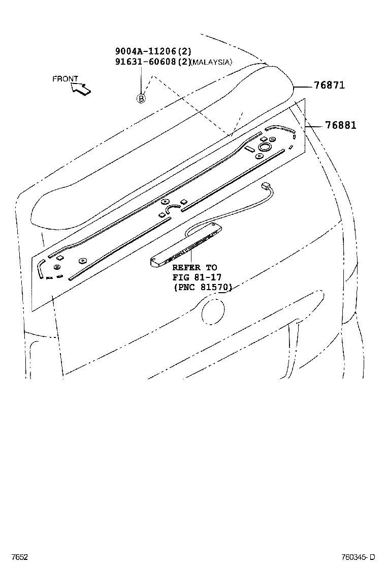 76094-BZ010 PROTECTOR, REAR SPOILER SIDE, NO.1 RH product image