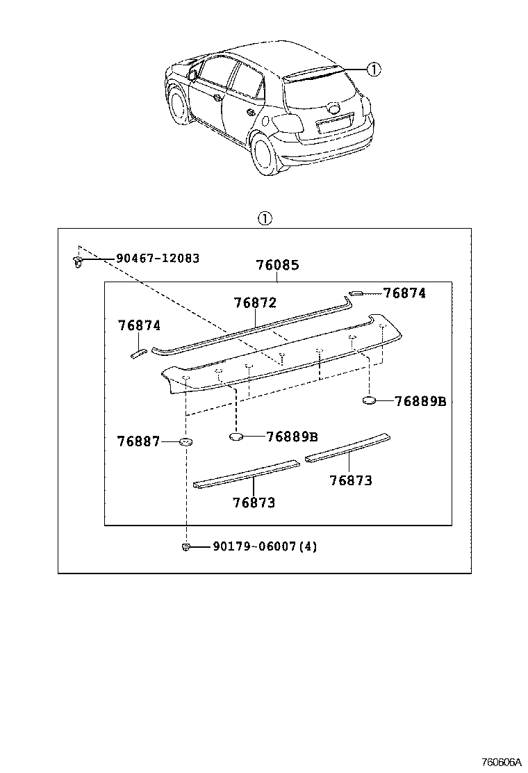 76085-12919-C0 SPOILER SUB-ASSY, REAR product image