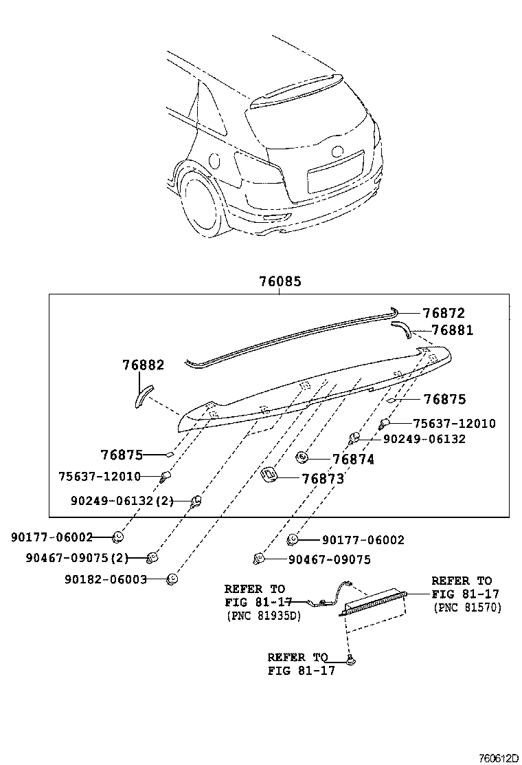 76088-72010-B1 SPOILER SUB-ASSY, REAR product image