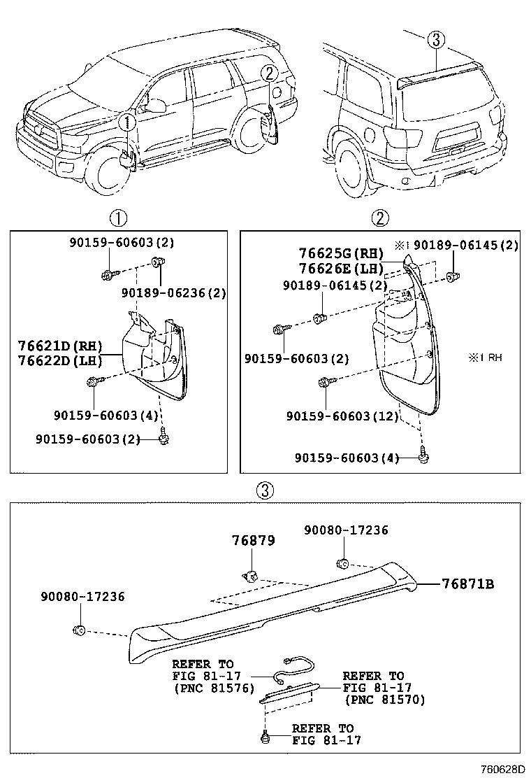 76879-0C030 CLIP, REAR SPOILER, NO.1 product image