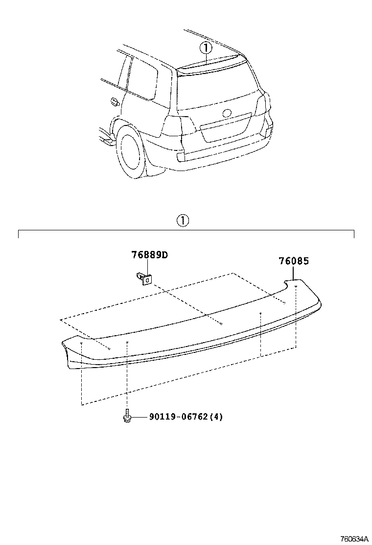 76085-60030-D1 SPOILER SUB-ASSY, REAR product image