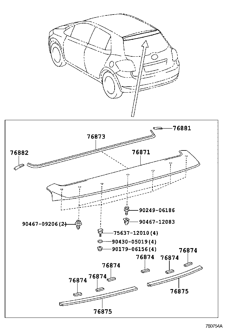 76873-02040 PROTECTOR, REAR SPOILER, NO.2 product image