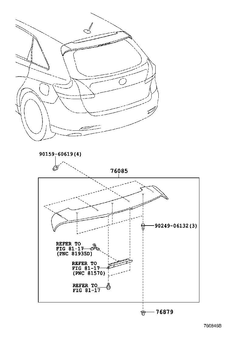 76871-0T901 COVER, REAR SPOILER product image