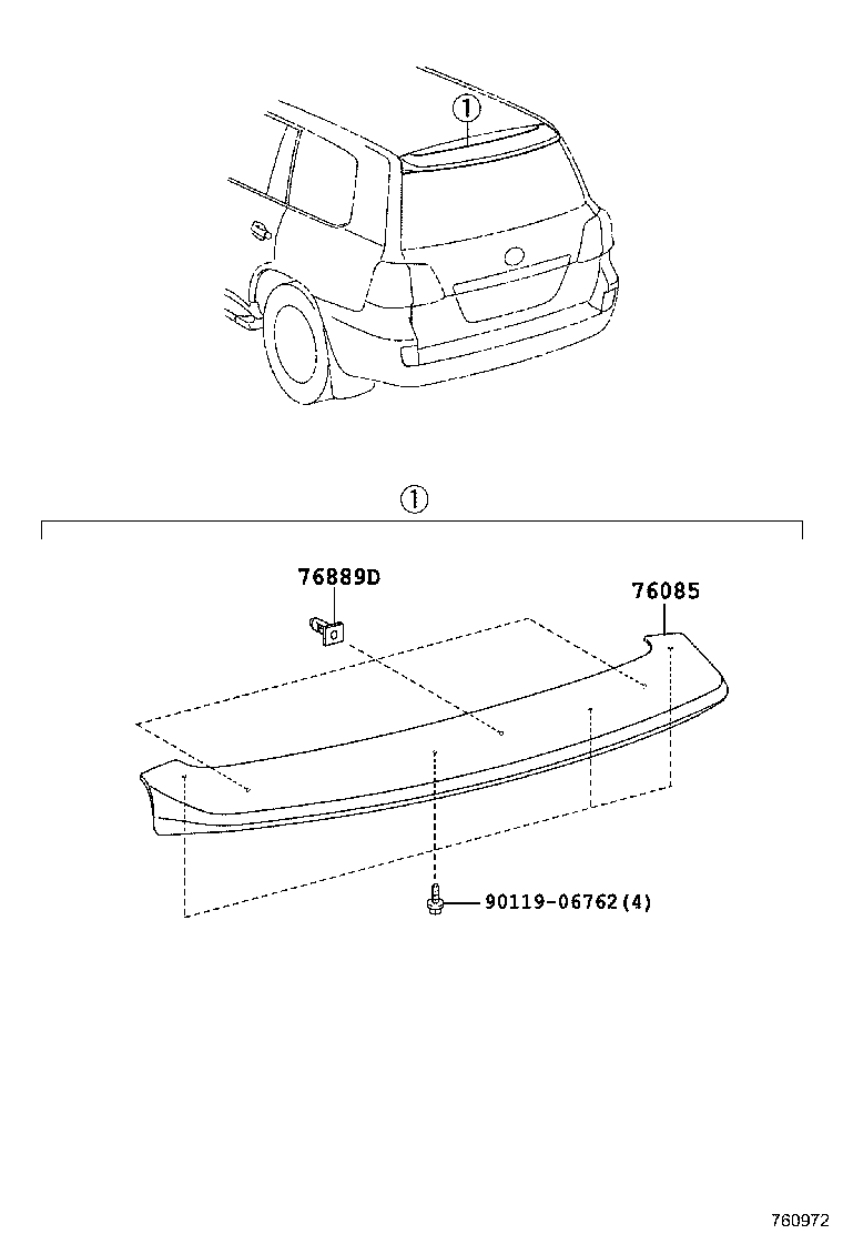 76085-60020-F0 SPOILER SUB-ASSY, REAR product image