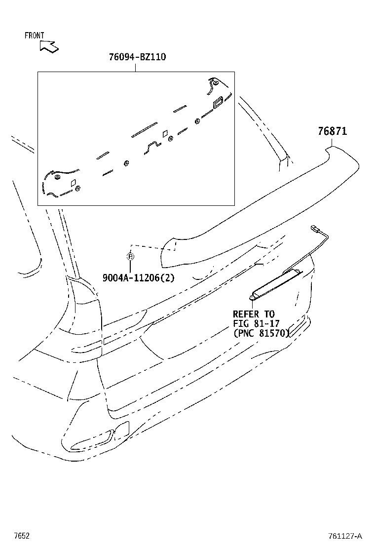 76871-BZ170 SPOILER, REAR product image