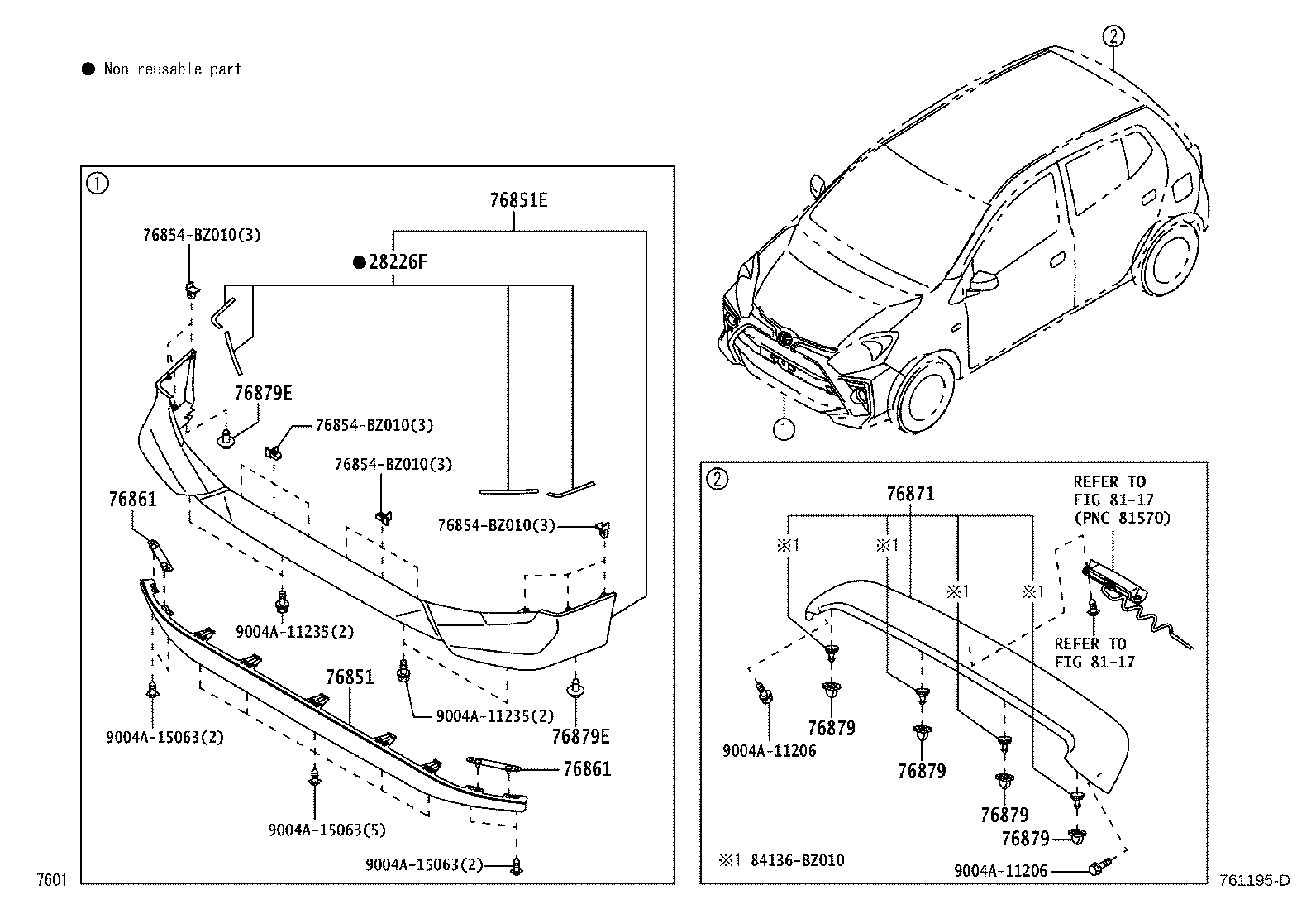 90467-09196 CLIP, REAR SPOILER, NO.1 product image