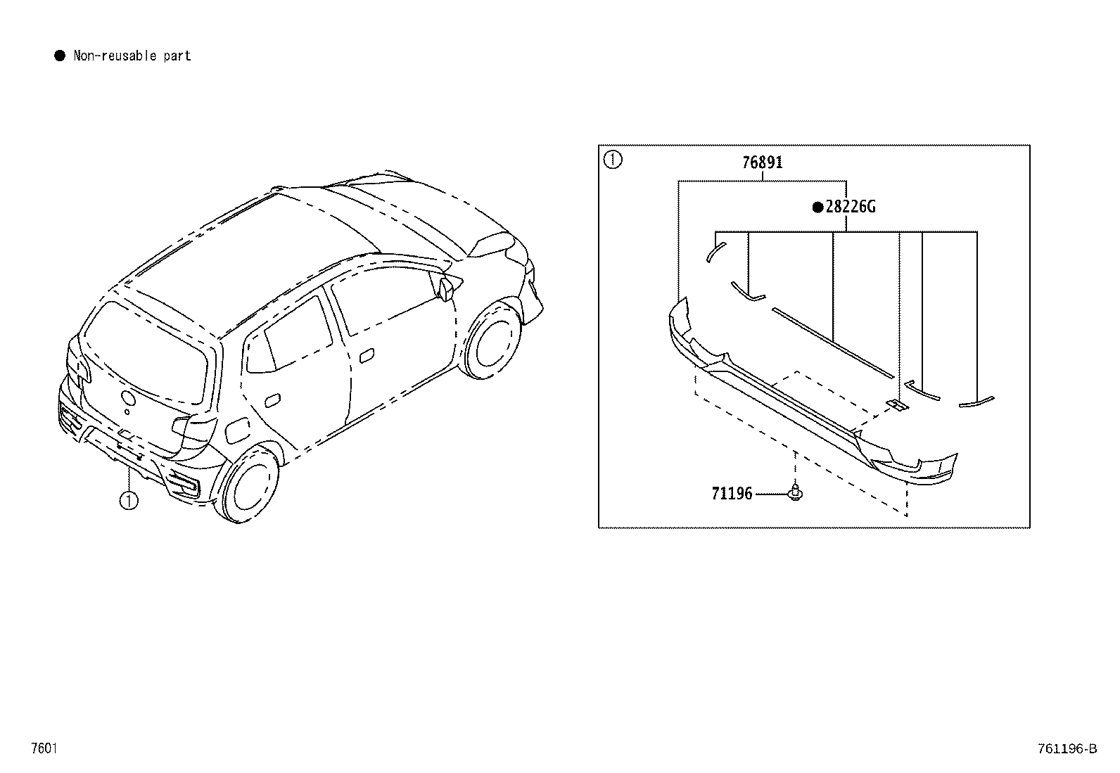 90467-09196 CLIP, REAR SPOILER, NO.1 product image