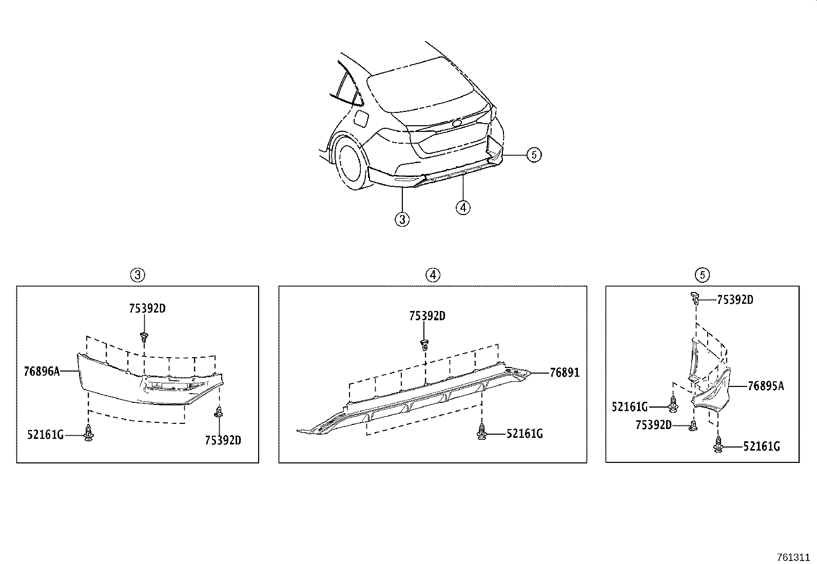 75392-0R030 RETAINER, OUTSIDE MOULDING product image