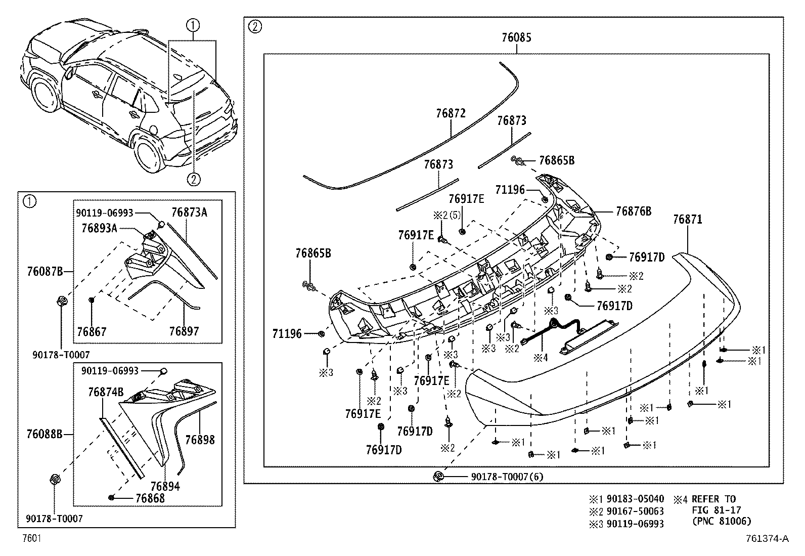 76085-BZ902 SPOILER SUB-ASSY, REAR product image