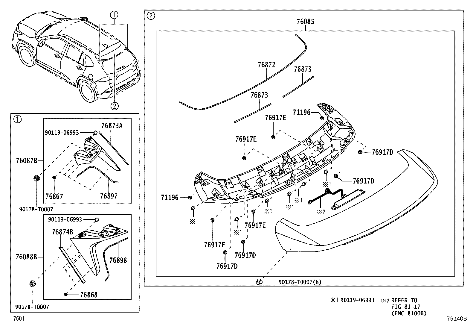 76085-BZ902 SPOILER SUB-ASSY, REAR product image
