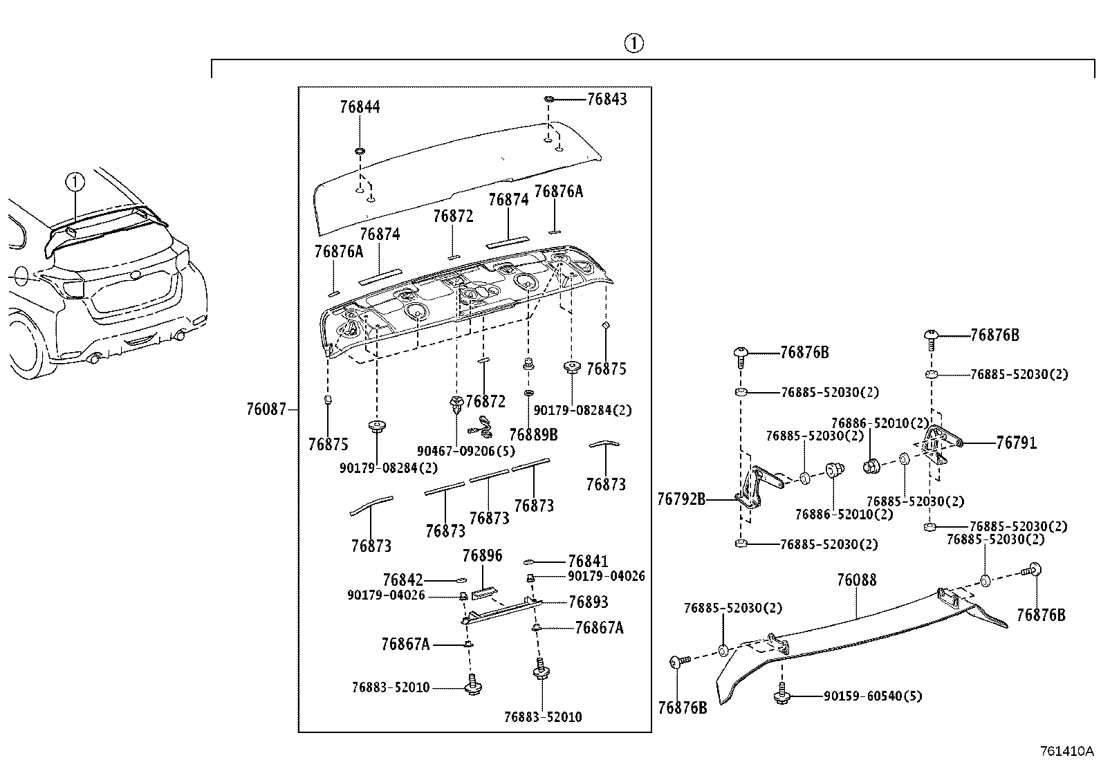 76085-52410 SPOILER SUB-ASSY, REAR product image