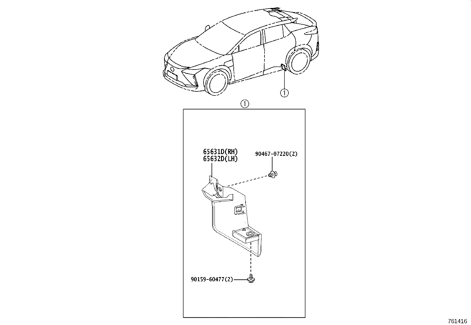 65631-46030 PLATE, REAR WHEEL HOUSE, FRONT RH product image