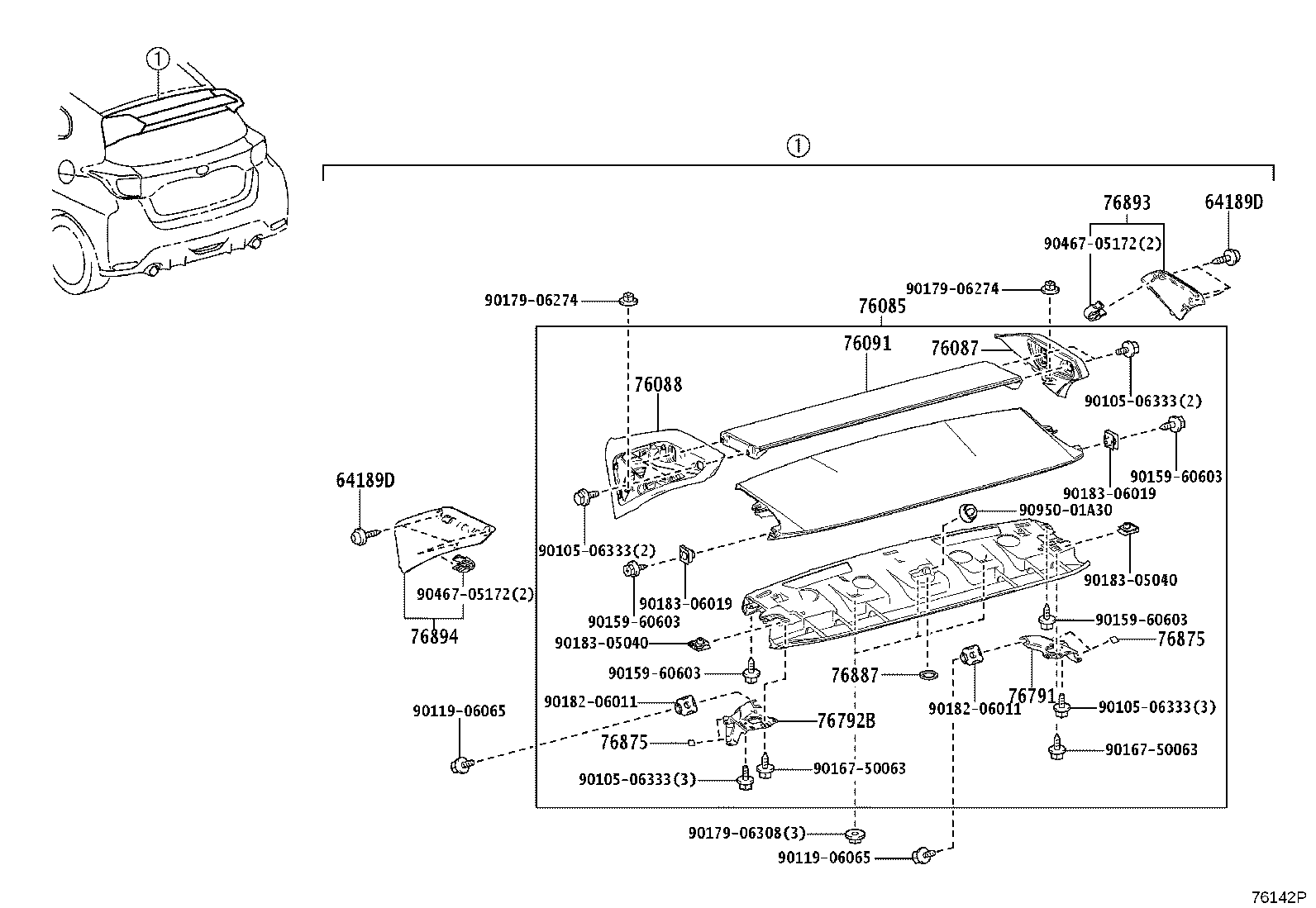 76085-52410 SPOILER SUB-ASSY, REAR product image