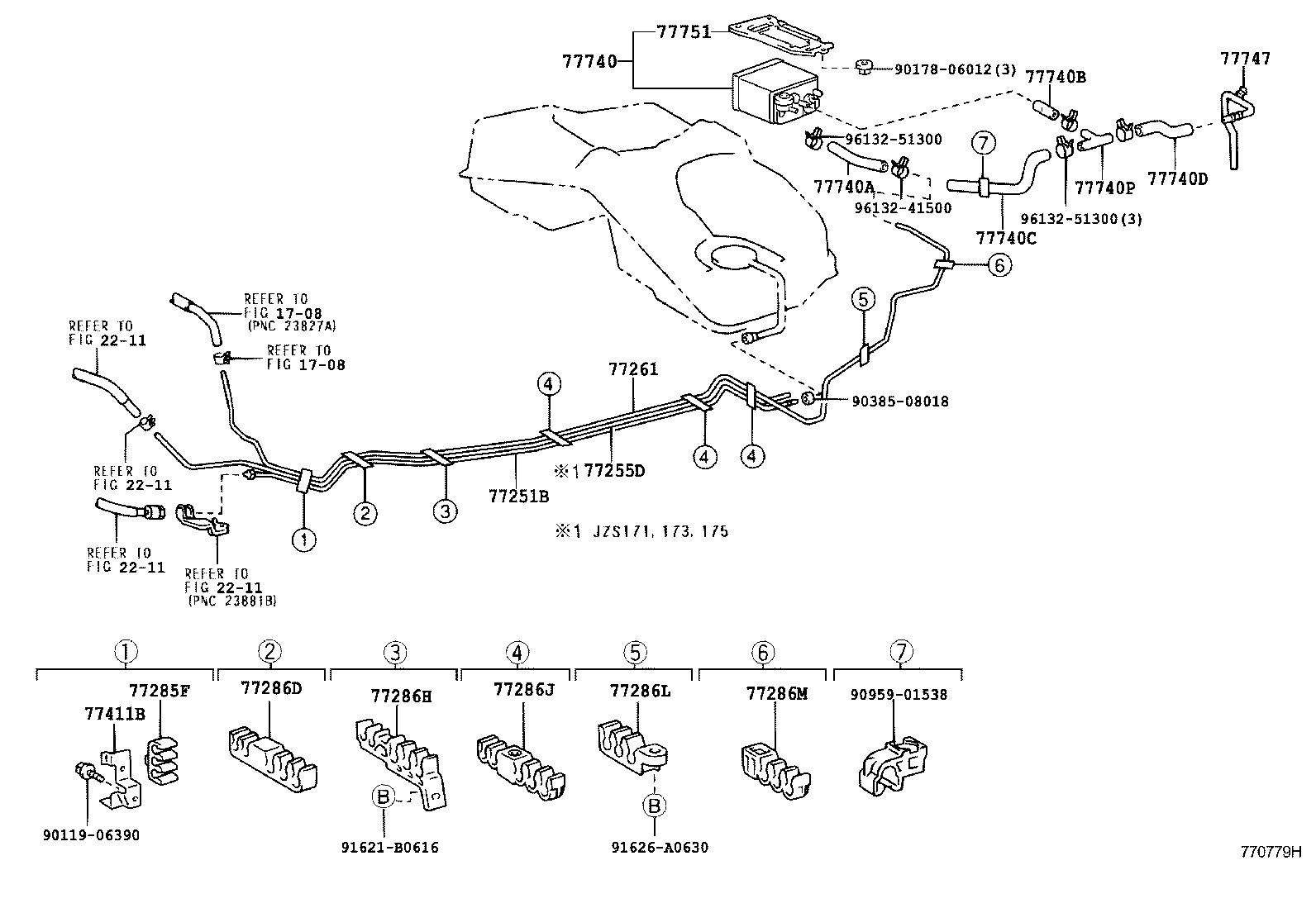 77030-30130 CABLE SUB-ASSY, FUEL LID LOCK CONTROL product image