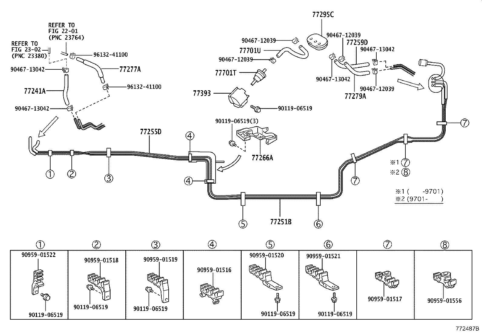 23239-74020 HOSE, FUEL, NO.1(FOR RETURN TUBE, NO.1) product image