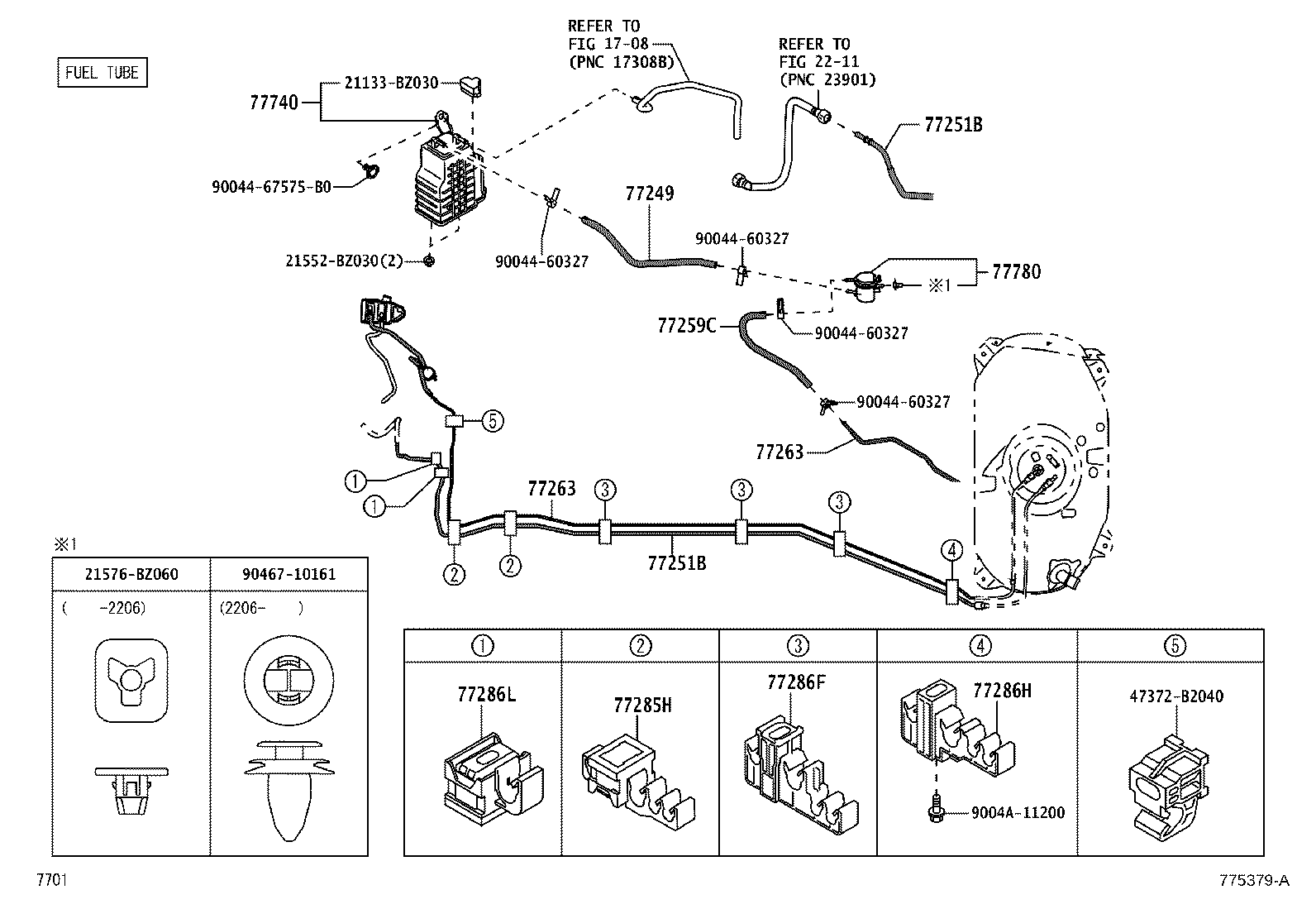 77169-BZ040 GASKET, FUEL SUCTION TUBE SET product image