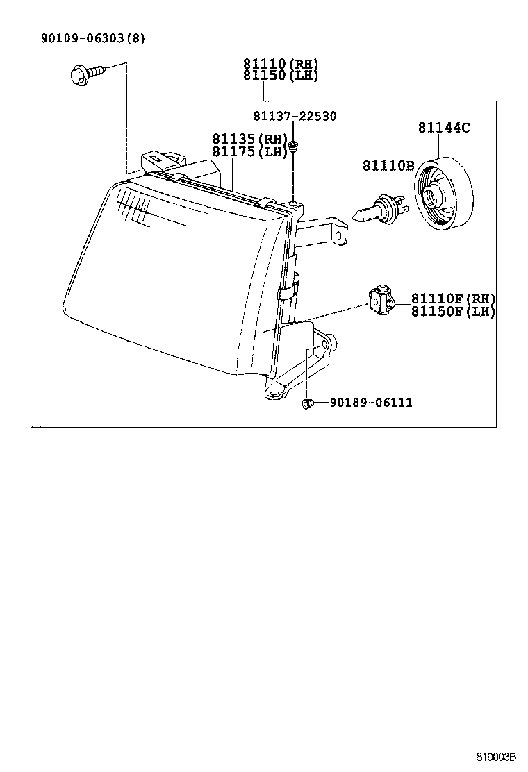 81110-60880 HEADLAMP ASSY, RH product image