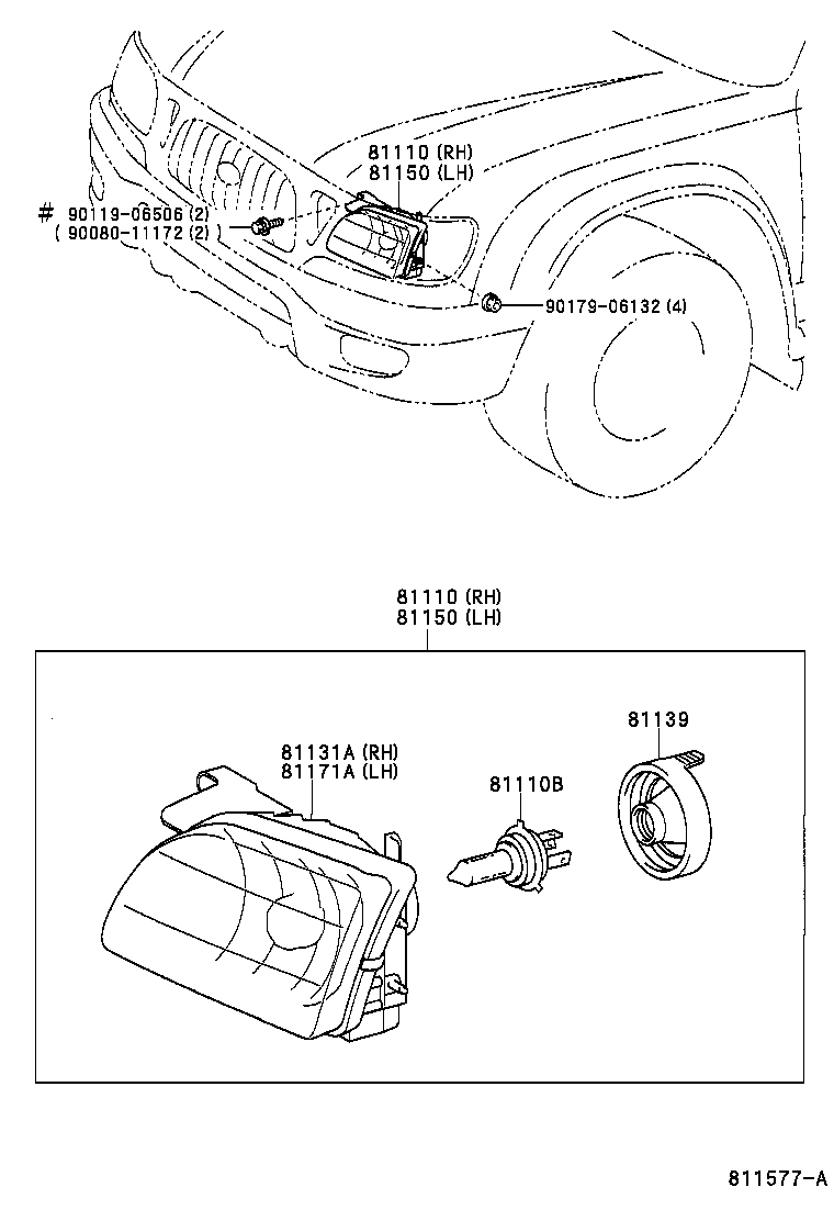 81105-04090 HOUSING SUB-ASSY, HEADLAMP, RH product image