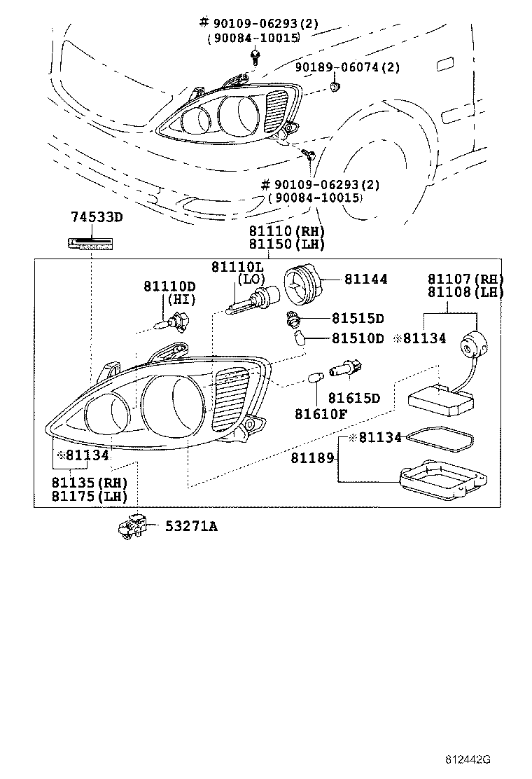 81110-06151 HEADLAMP ASSY, RH product image