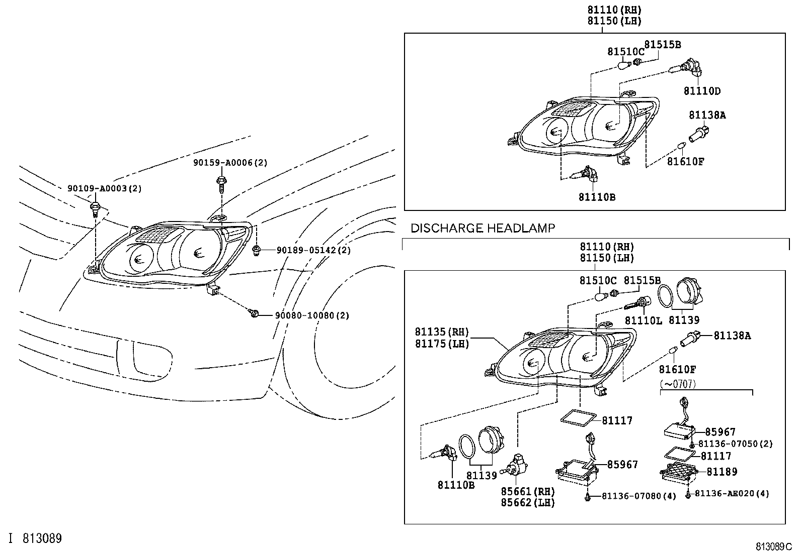 81110-07090 HEADLAMP ASSY, RH product image