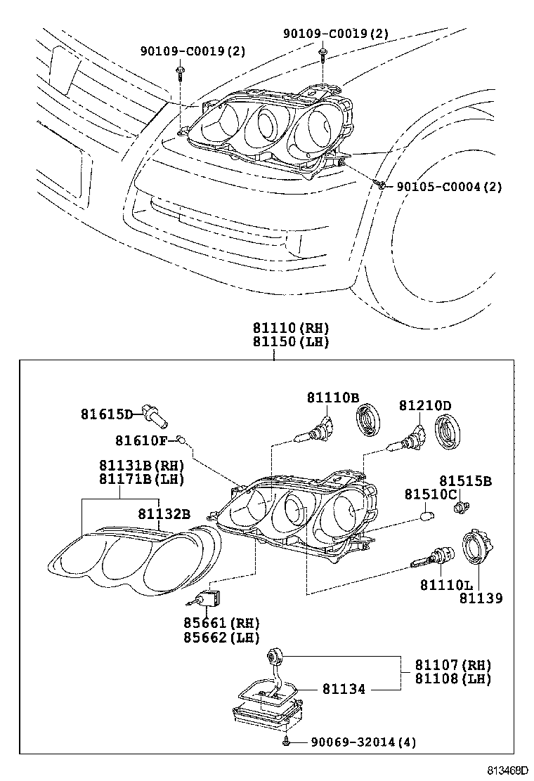 81110-0P030 HEADLAMP ASSY, RH product image