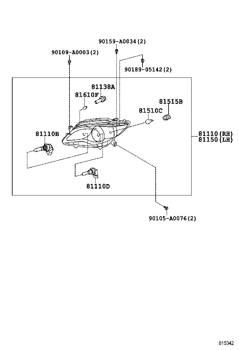 81110-07090 HEADLAMP ASSY, RH product image