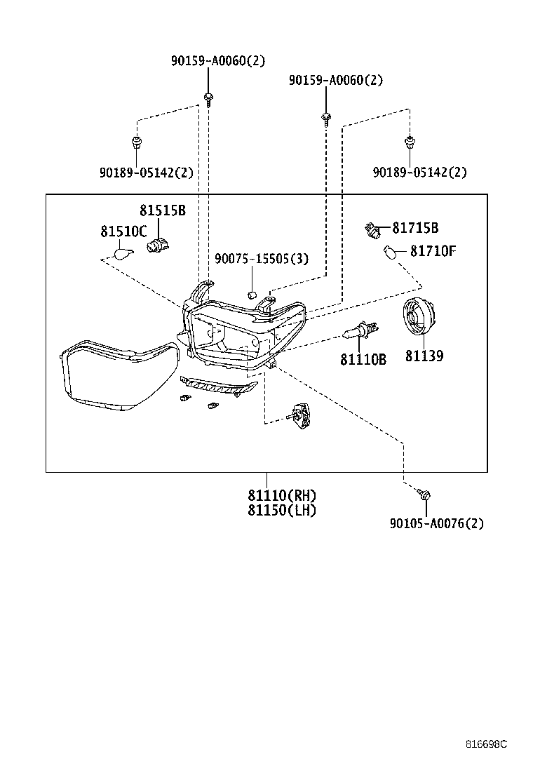 81110-0C080 HEADLAMP ASSY, RH product image
