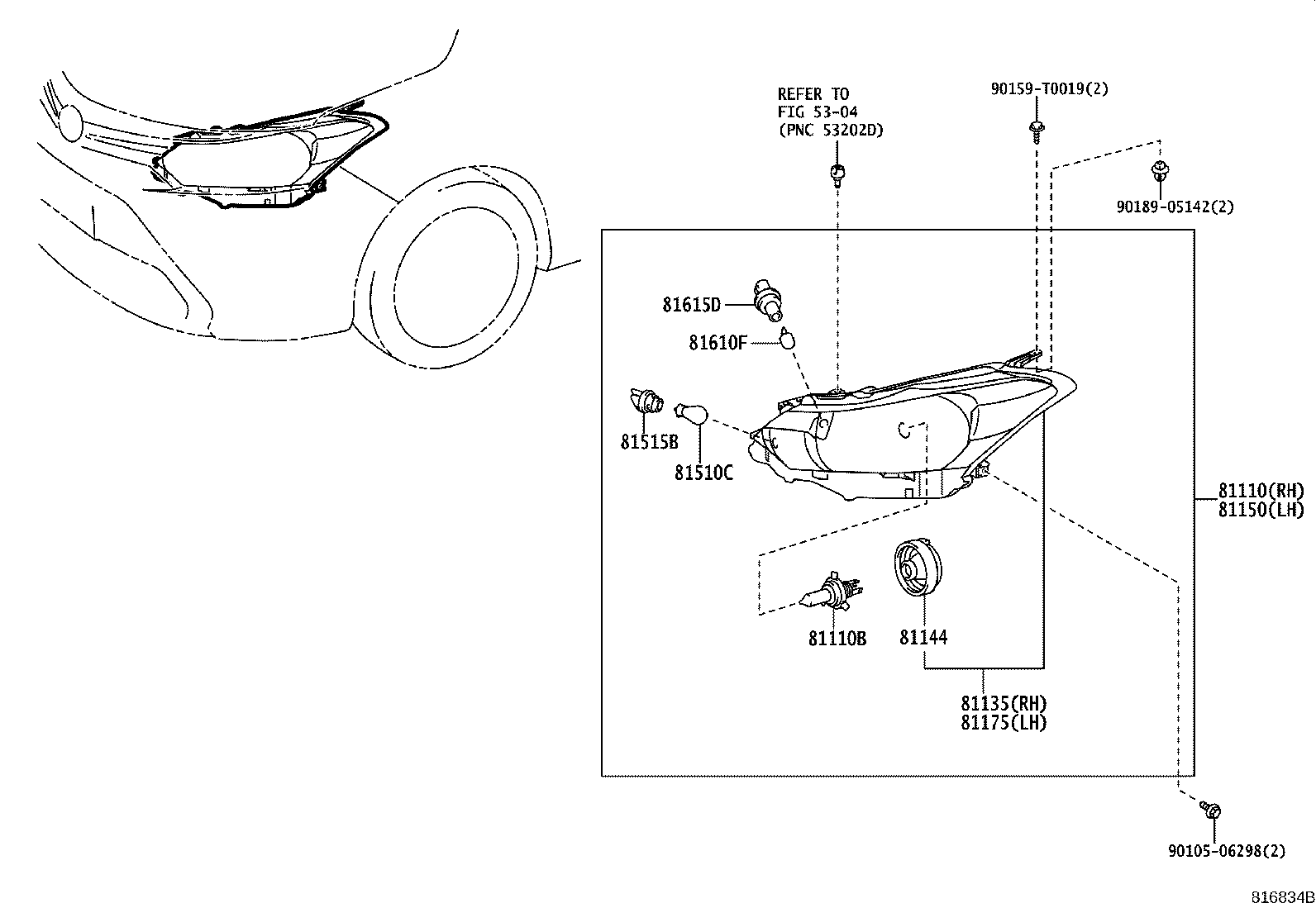 81110-0D830 HEADLAMP ASSY, RH product image