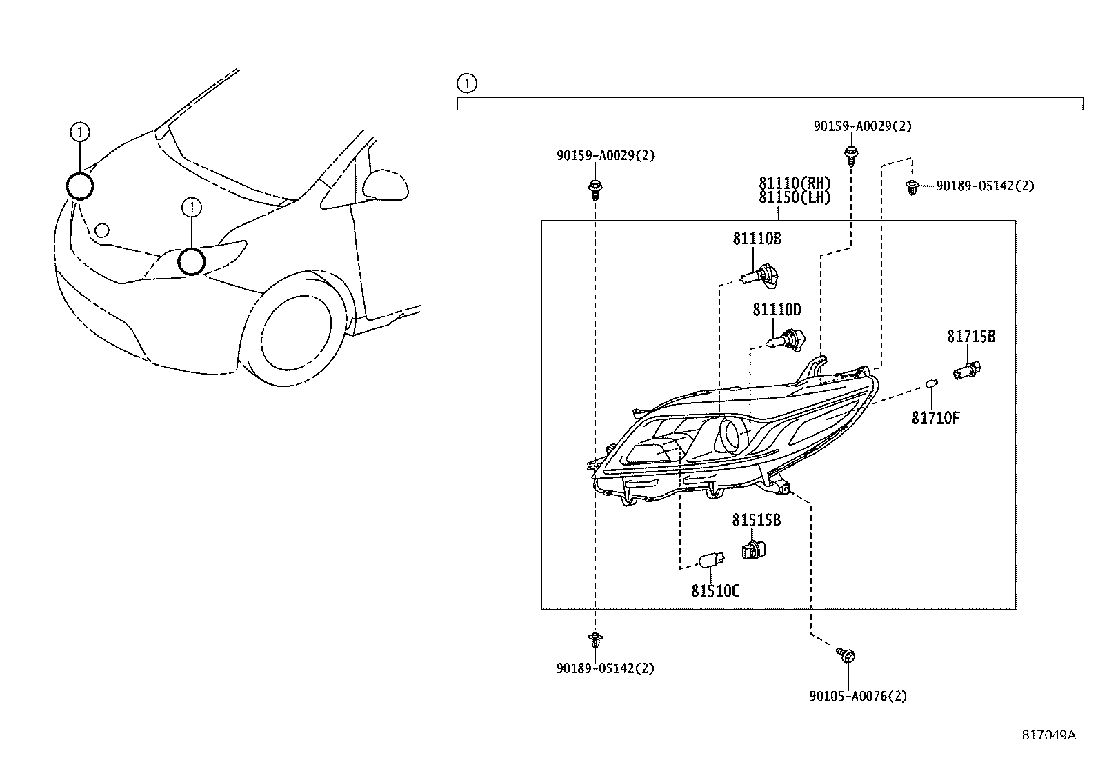81110-08030 HEADLAMP ASSY, RH product image